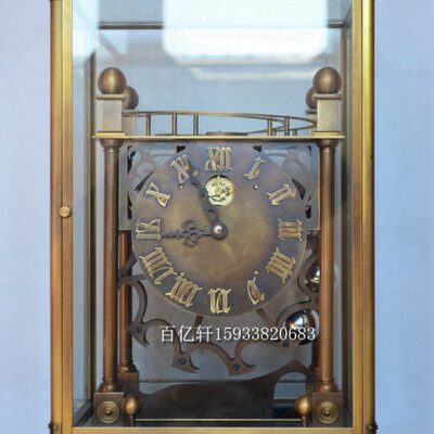 压力钟机械黄铜游丝摆钢珠重力座钟玻璃罩防尘创意台钟样板间会所