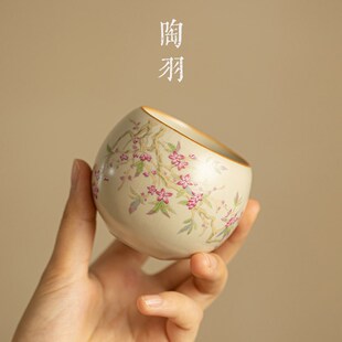米黄汝窑主人杯陶瓷茶杯个人单杯家用品茗杯功夫茶具单个茶碗