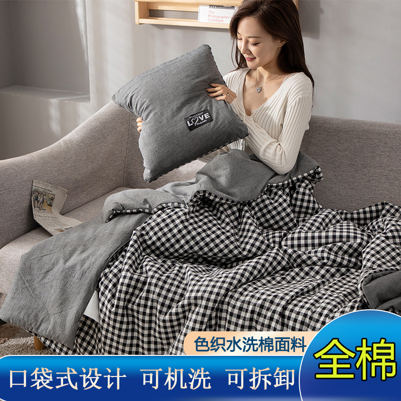 两用车载抱枕被子全棉水洗棉可折叠沙发靠垫办公室U午睡枕头空调