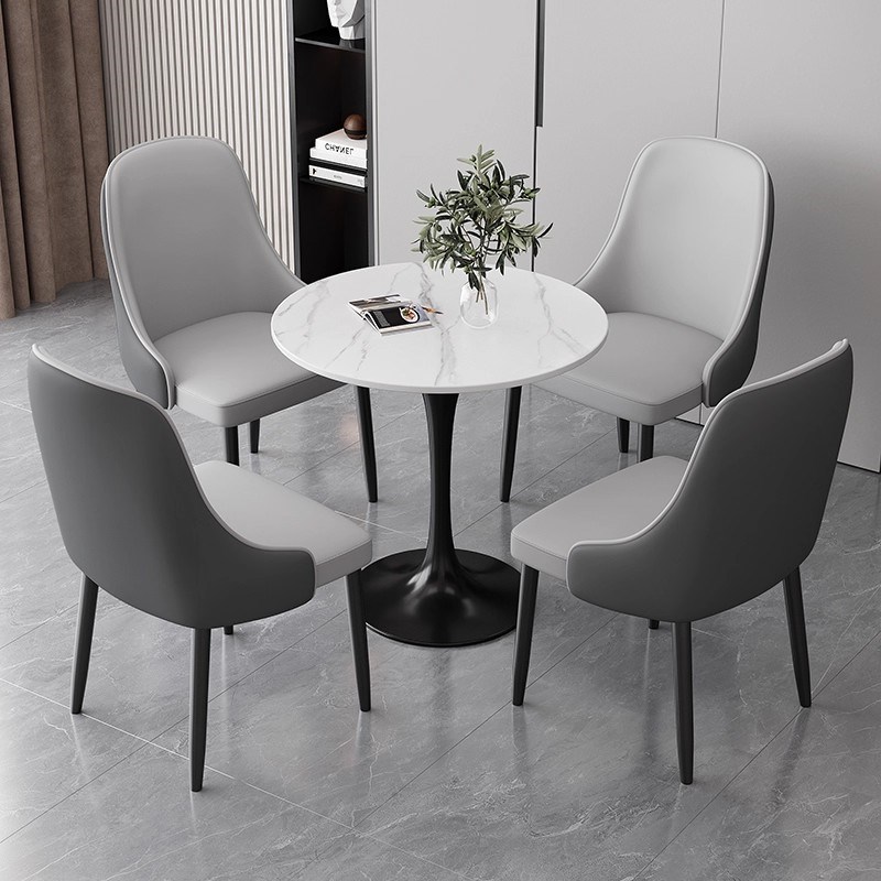 阳台茶桌椅组合岩板洽谈s小圆桌子休闲茶桌办公室休息区接待会客