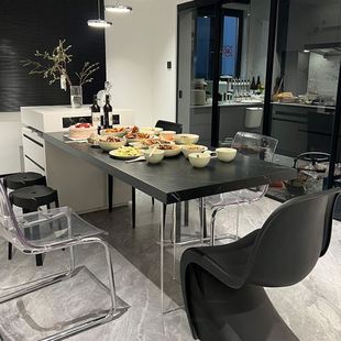 J&岩板岛台餐桌一体可伸缩小户型家用厨房现极简悬浮中岛台加餐