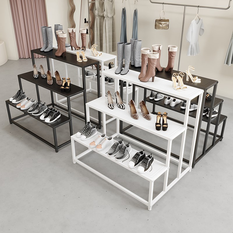 台流水鞋店中间商用高低服装店包店展示台展示架鞋展示架鞋架中岛