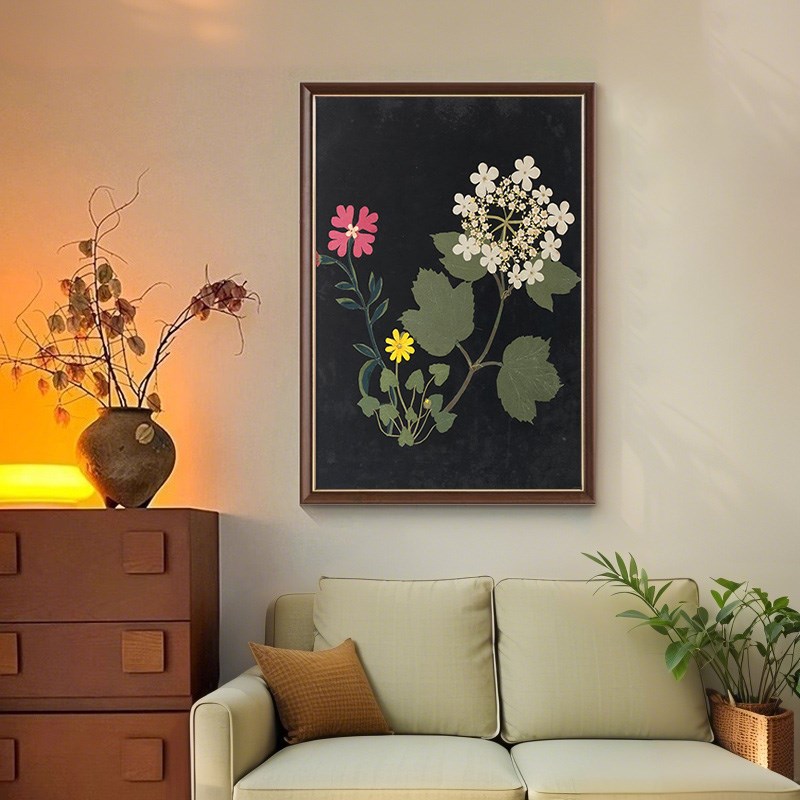 法式中古风花卉装饰画客厅餐厅挂画沙发背景墙玄关卧室办公室壁画图片