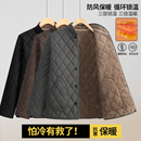 加绒加厚男士 中老年人条绒棉衣爸爸外套保暖高领抗寒棉服 棉袄冬季