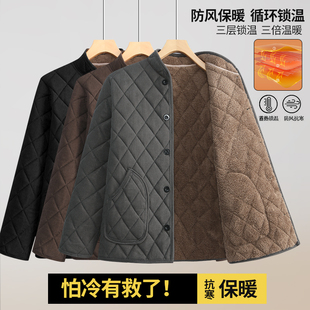加绒加厚男士 中老年人条绒棉衣爸爸外套保暖高领抗寒棉服 棉袄冬季