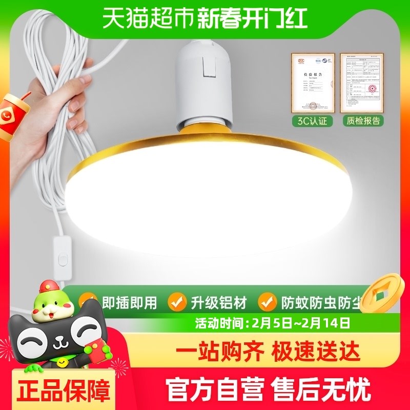 家用LED插座灯泡带线插头开关超亮简易插电灯直插悬挂式节能吊灯