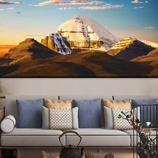 挂画网红背景墙卧室式酒店装饰挂毯布艺西藏藏冈仁波齐客厅挂布