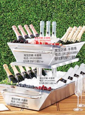304双层不锈钢冰桶饮料海鲜储冰槽保冷商用欧式干红葡萄啤酒冰桶