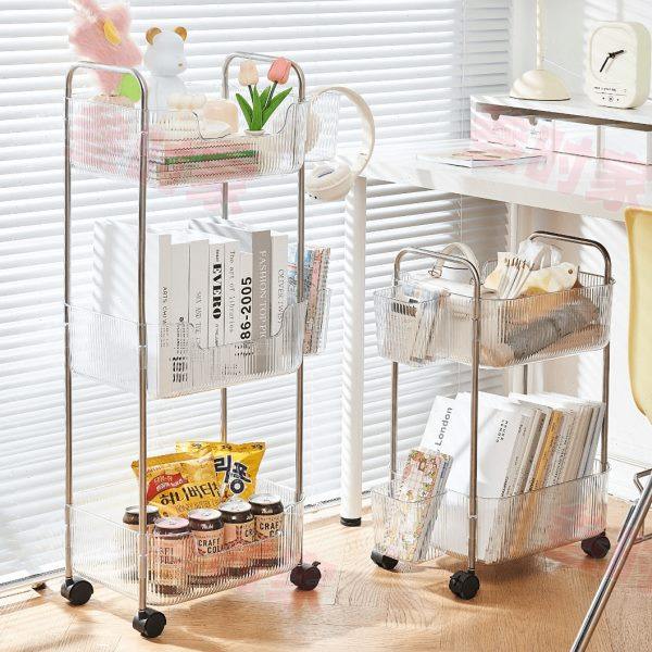 叁时家亚克力桌边书架书桌置物架多层书本收纳架可移动家用小推车,收纳整理,书桌收纳置物架,淘宝优惠券,粉丝福利购,淘宝优惠卷