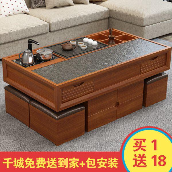 组合椅多功能办公中式火烧石茶几大理石桌加高简约茶台茶艺桌功夫