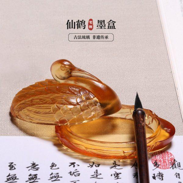 古法琉璃仙鹤墨碟笔搁书法墨盒小笔舔墨水碟墨池洗水碟调毛笔架,饰品/流行首饰/时尚饰品新,摆件,淘宝优惠券,粉丝福利购,淘宝优惠卷