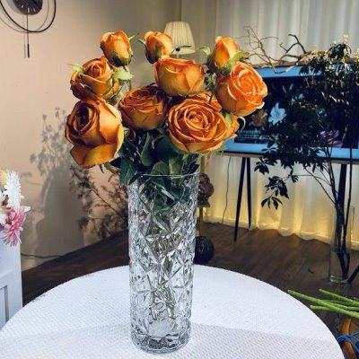 现代简约高级感法式复古玫瑰水晶插花艺术玻璃花瓶摆件客冰裂斑斓,家居饰品,花瓶,淘宝优惠券,粉丝福利购,淘宝优惠卷