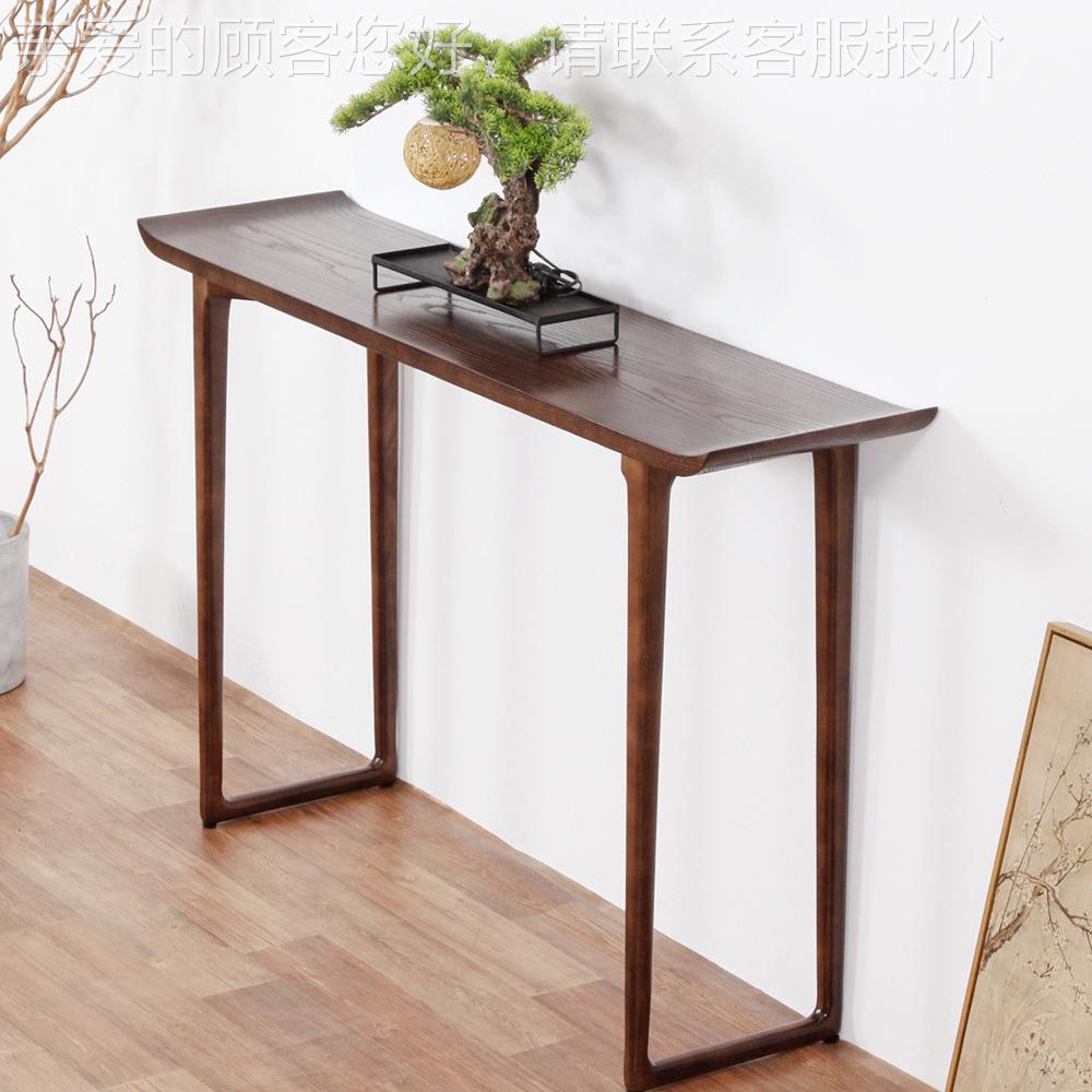 条0011新中式胡桃木玄关桌入奢户条案桌窄靠供桌条几桌墙轻玄关台