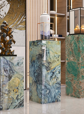 大理石底座客厅石材台立柱墩子玄关落地展示台装饰品摆件雕塑花架