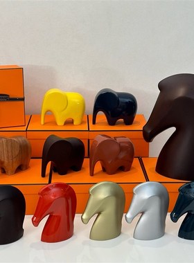 欧式奢品摆件招财小象小马手工漆面客厅书房桌面镇纸样板间装饰品