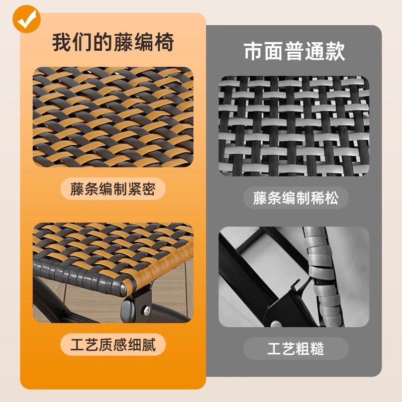折叠椅家用阳台休闲椅靠背餐椅藤编椅便携户外露营小椅子摆摊凳子