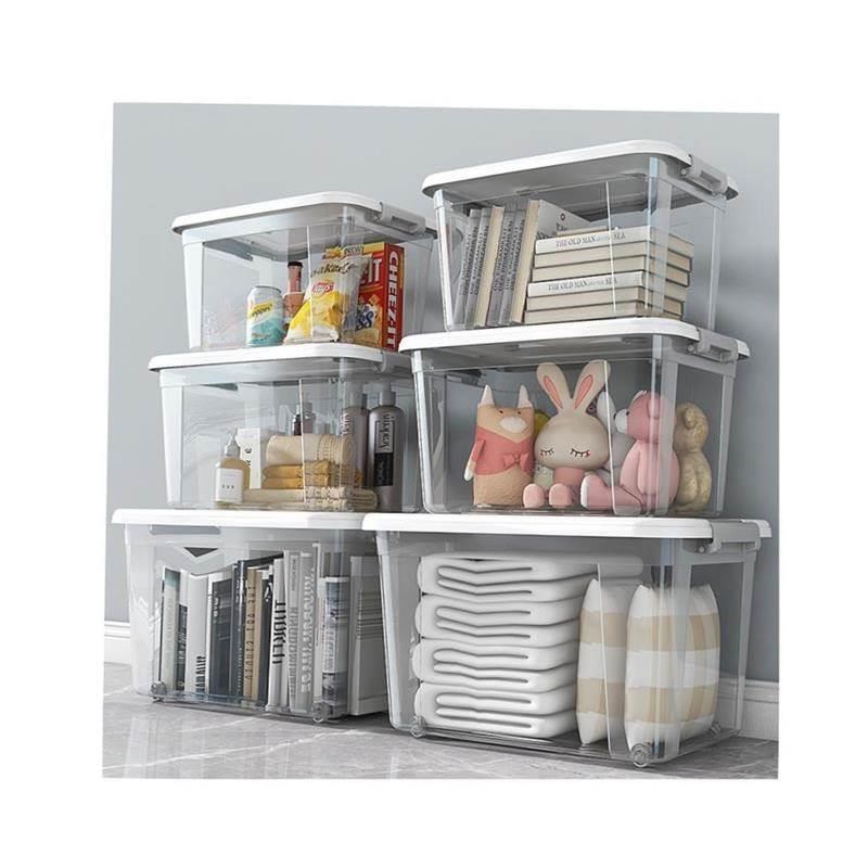 Large Transparent plastic storage box front open Toy clothes