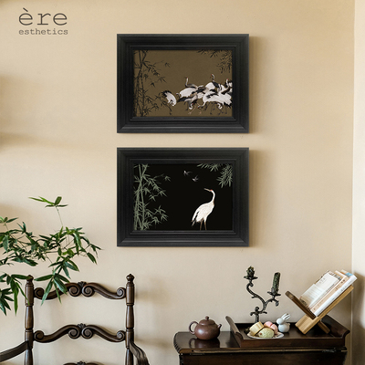 轻法式中古风餐厅装饰画艺术高档客厅沙发背景墙挂画茶室书房壁画