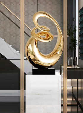 现代样板房轻奢艺术摆件客厅玄关电视柜旁边落地雕塑软装饰工艺品