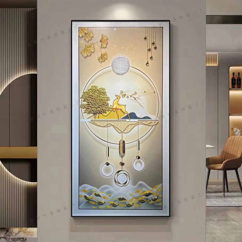 手工钉子绕线立体实物画铝合金框画玄关走廊竖版挂画2024年新款