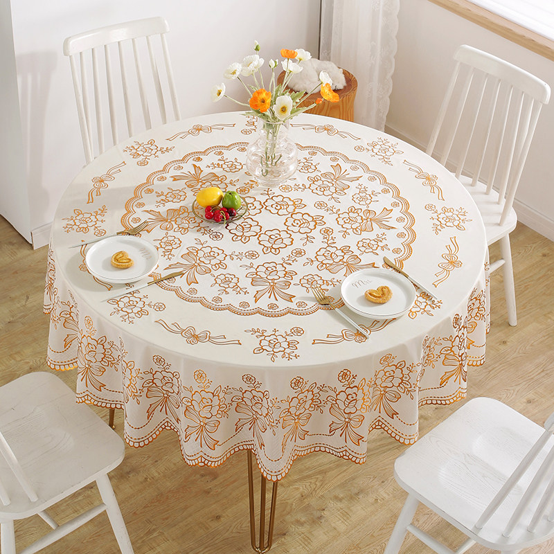 家用圆桌布酒店防水防油防烫免洗餐厅大圆桌布pvc塑料伸缩圆台布