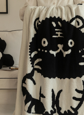 Uncle Bomb设计师双面大呆虎半边绒针织沙发毯子抱枕办公室午休毯