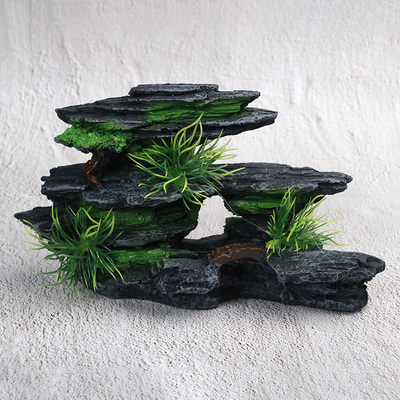 鱼缸造景假山石头环保树脂仿真装饰摆饰小中型水箱景观水草风景新