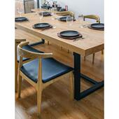 简约现代定制铁艺家用实木书桌洽谈桌长方形餐厅桌办公桌椅组合