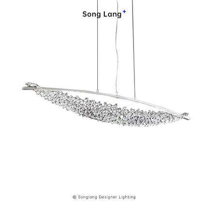 意式轻奢餐厅K9水晶吊灯高级感设计师餐桌岛台吧台样板房展厅吊灯