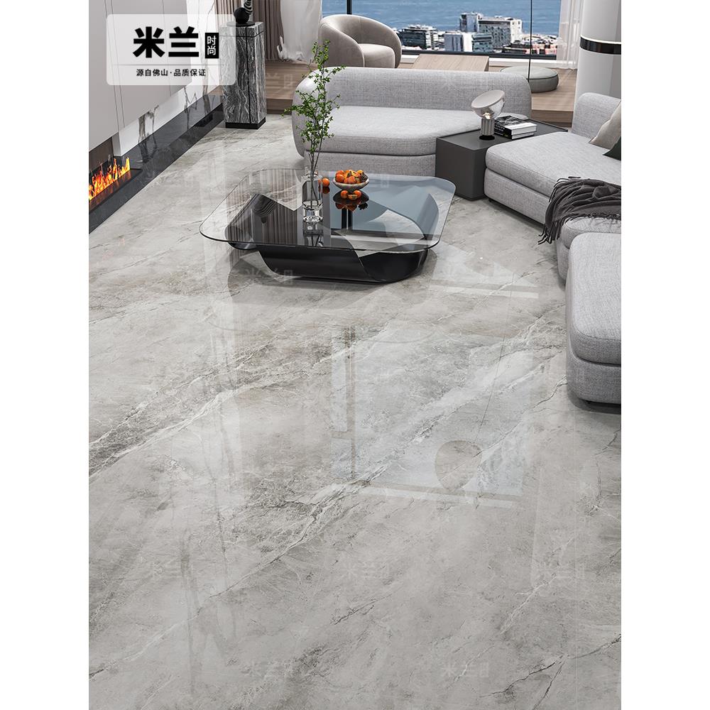 卡塔灰大理石瓷砖别墅客厅地砖餐厅厨卫卧室通铺地板砖连纹轻奢