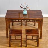 碳化实木桌椅户外快餐面 包邮 面馆火锅烧烤饭店小吃店雕花长条桌