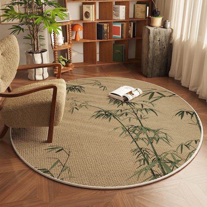 新中式卧室可擦洗高级感阳台休闲区地毯隔音加厚圆形书房椅子垫,居家布艺,地毯,淘宝优惠券,粉丝福利购,淘宝优惠卷