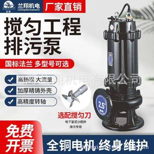 上海兰翔JYWQ搅匀工程排污潜水泵380v高扬程大流量抽泥浆农用电泵