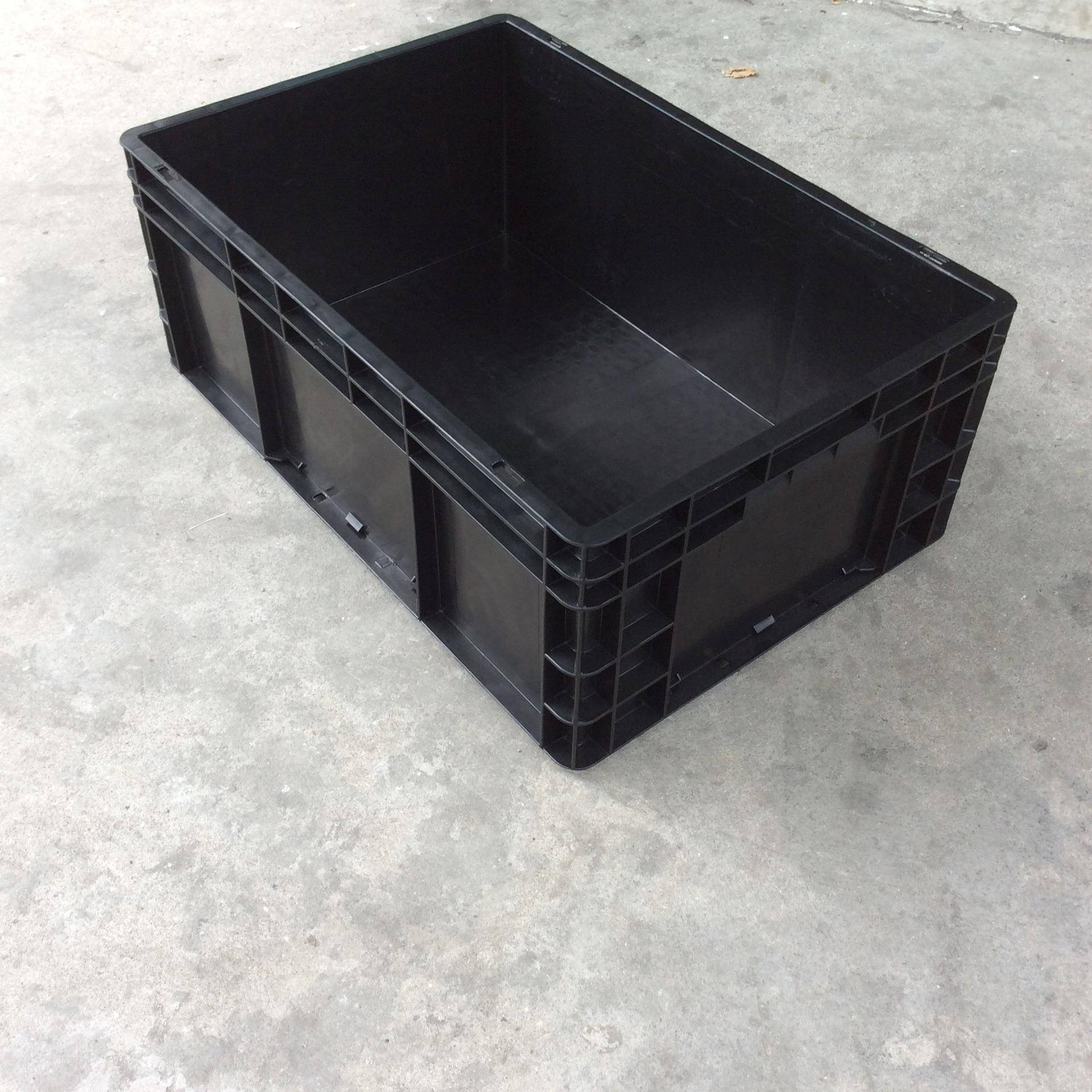 EU黑色防静电塑料周转箱储物物料电子配件箱盖塑胶筐