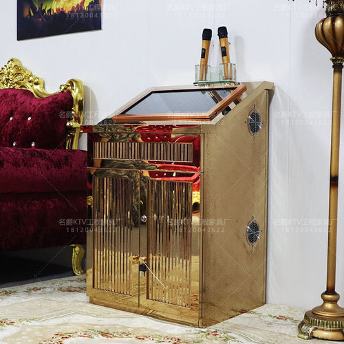 KTV点歌柜子斜面嵌入式功放柜不锈钢点歌台足浴K歌柜子定制包厢柜