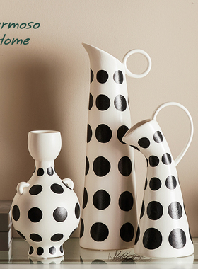 hermoso诧寂风波点陶瓷落地花瓶摆件客厅桌面插花高级感花器干花