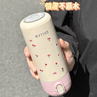 吸管保温杯女316不锈钢高颜值水杯学生上学便携直饮杯子 2024新款