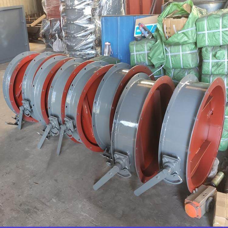 手动钢制手柄风量调节阀双法兰式手动通风蝶阀单叶片手动调风门