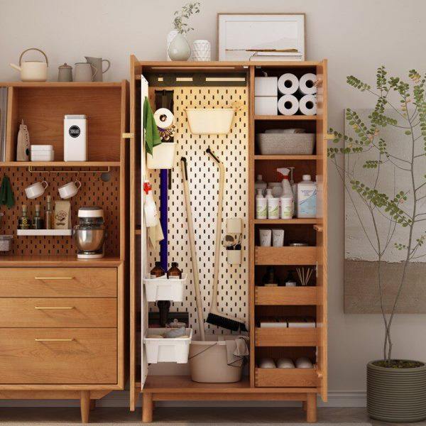 北欧实木家政柜储物柜洞洞板保洁收纳柜书柜衣柜家用阳台拖把柜,住宅家具,家政柜,淘宝优惠券,粉丝福利购,淘宝优惠卷