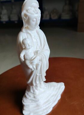 *一菩萨像羊脂玉cm28观音白瓷孤送尊子18品