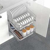 小碗蓝304不锈钢350厨房400橱柜拉篮小尺寸450碗篮500抽屉550拉栏