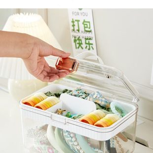 首饰盒便携透明防尘双层大容量发圈收纳盒儿童小女孩首饰整理神器