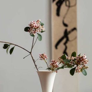 功夫道宋风影青瓷花瓶白瓷干花花插台面水培纯色复古餐桌陶瓷花器