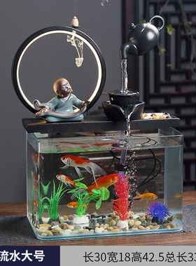 玻璃流水鱼缸家居花瓶办公室水培装饰摆件现代小清新卧室客厅简约