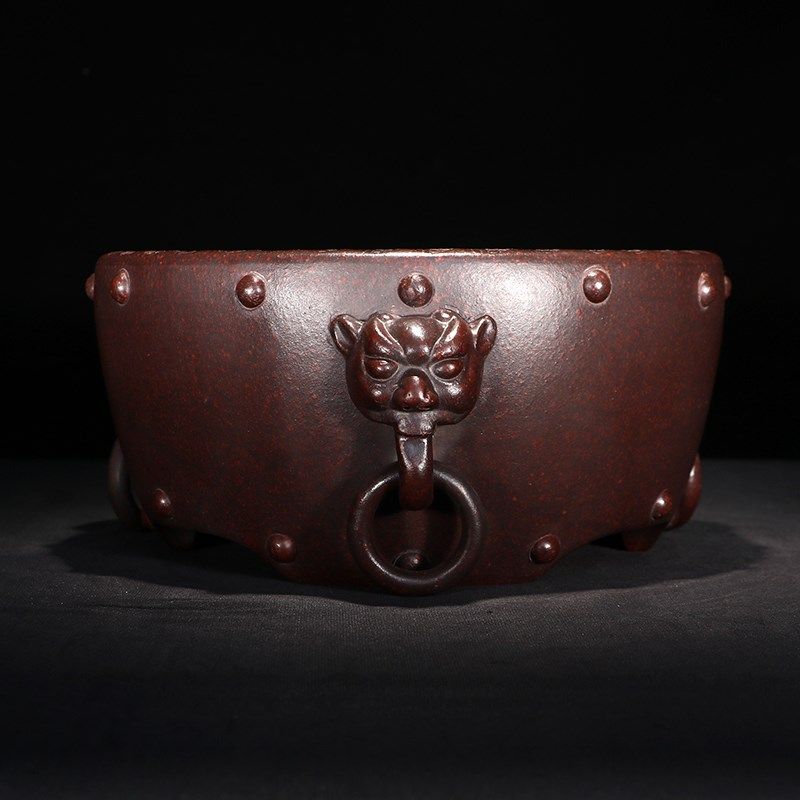 紫砂花盆景创意多肉绿植花卉个性大圆鼓钉手工帖兽头古典桌面摆设,鲜花速递/花卉仿真/绿植园艺,花盆,淘宝优惠券,粉丝福利购,淘宝优惠卷