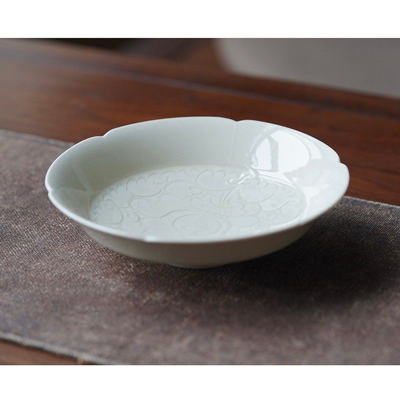 仓巴鹿人 葵口壶承 草木灰干炮台茶承陶瓷功夫茶杯托杯垫茶具茶托