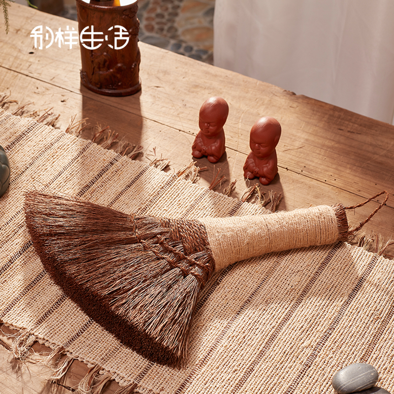 棕丝小扫把山棕扫床刷棕榈除尘刷防静电不掉毛扫沙发清洁刷小扫帚