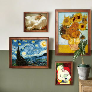 梵高星空油画装 饰壁画复古餐厅客厅沙发背景墙世界名画玄关向日葵