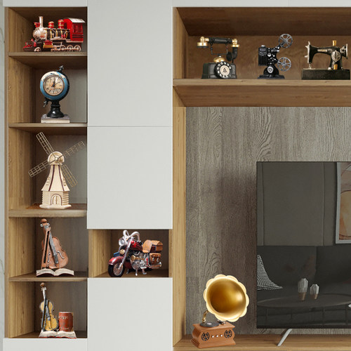 电视柜装饰摆件复古风怀旧留声机地球仪餐厅摆放卧室桌面摆设送礼