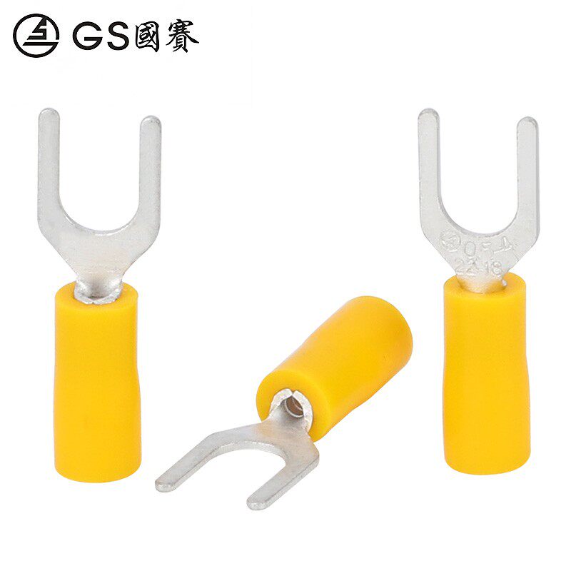 GS国赛新品SV0.5-4预绝缘叉形端子紫铜冷压端子Y型UT接线耳1000只